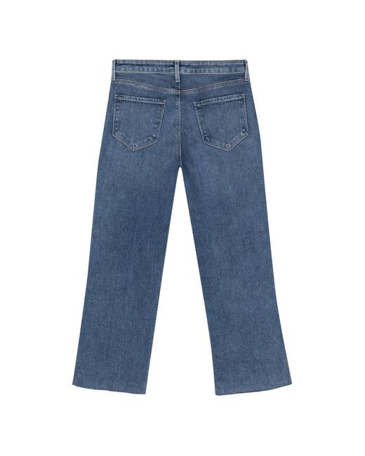 L'Agence Blue Cropped wide leg jeans