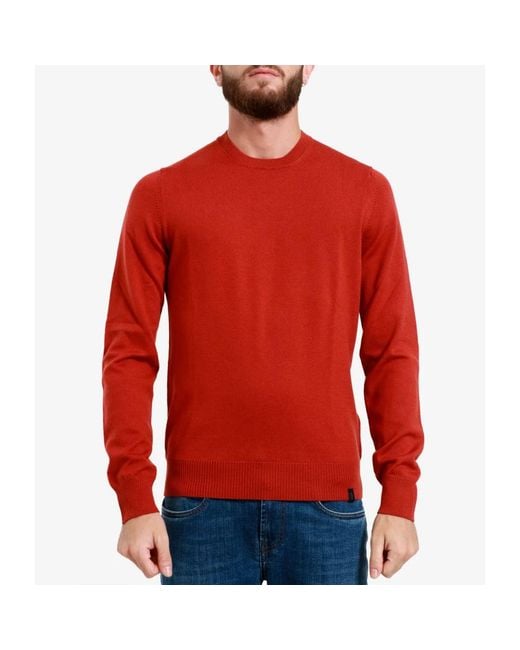 Fay Round-Neck Knitwear in het Red voor heren