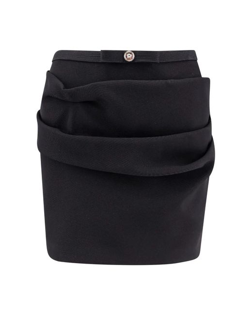 Versace Rokken ,Zwart ,Wol Zwarte Wollen Rok Met Medusa-Detail in het Black