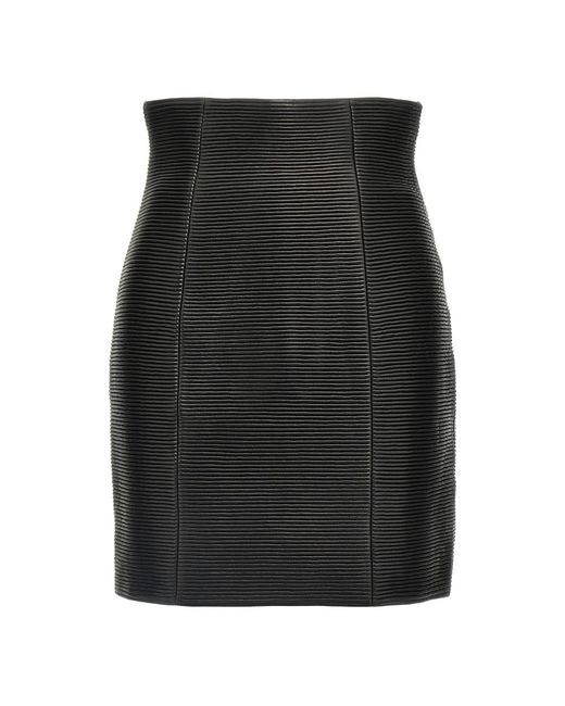 Balmain Black Leather Skirts