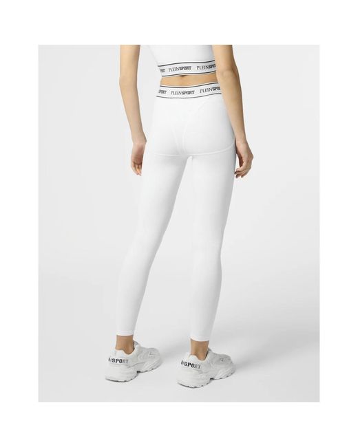 Philipp Plein Fitness ,Wit ,Katoen Fleece Jogging Leggings in het White