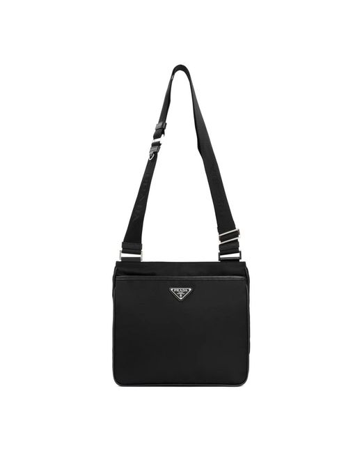 Prada Schwarze Re-Nylon Und Saffiano Schultertasche in Black für Herren