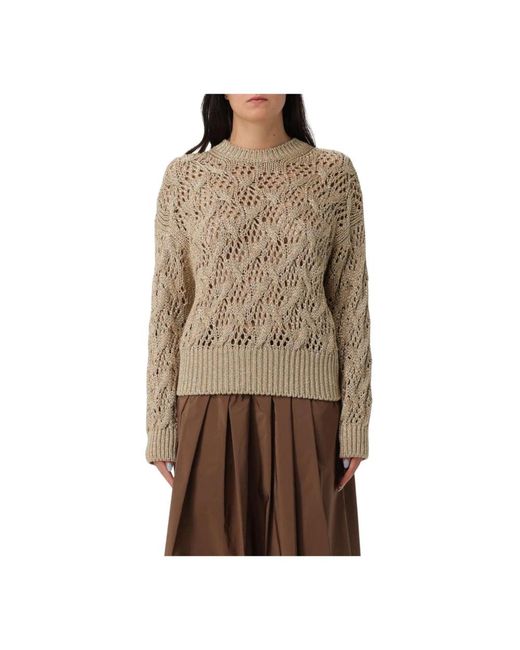 Max Mara Women's Brown Round-Neck Knitwear