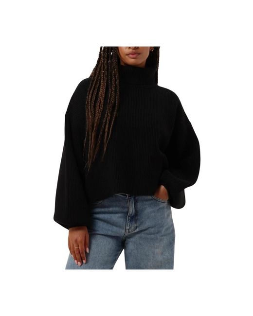 Gestuz Truien & Vesten ,Zwart ,Korte Pullover Trui in het Black
