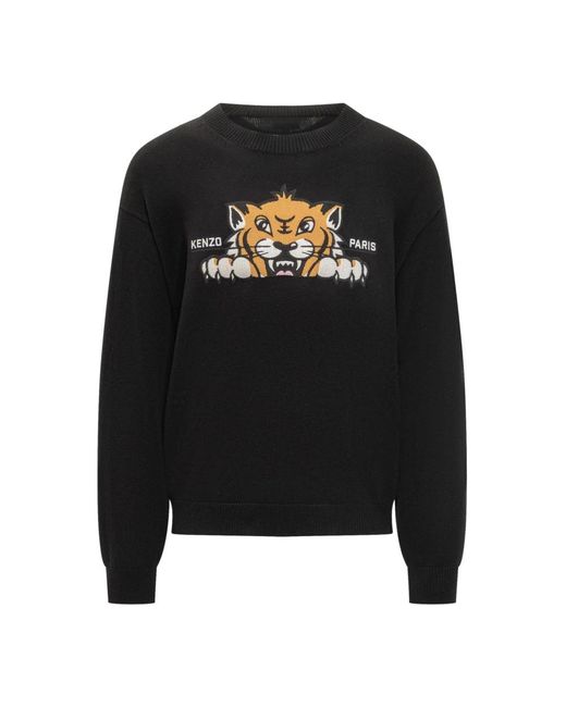 KENZO Black Round-Neck Knitwear for men