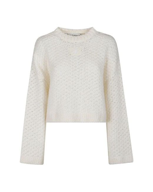 J.W. Anderson White Offener Strickpullover Sweater