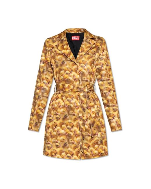 DIESEL Yellow Belted Coats