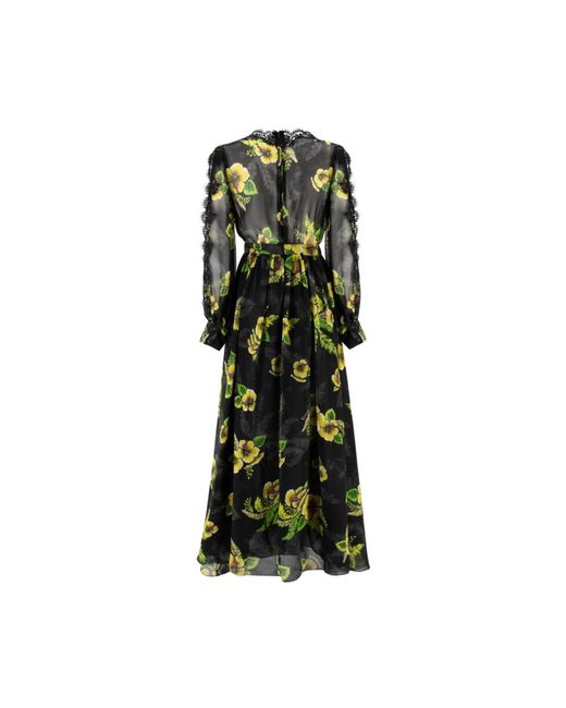 Ermanno Scervino Green Blumenmuster langes kleid v-ausschnitt