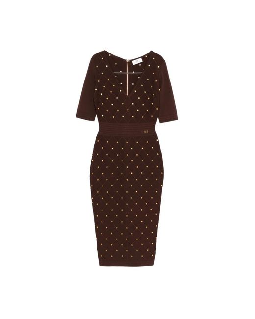 Elisabetta Franchi Brown Midi Dresses