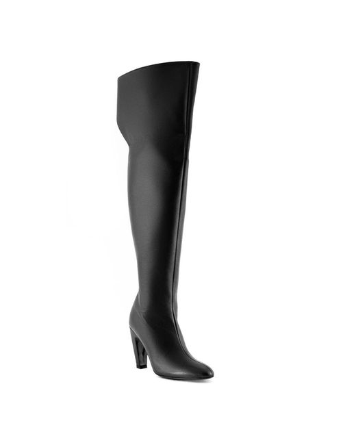 Gia Borghini Black Schwarze Lederstiefel Louise Über Dem Knie
