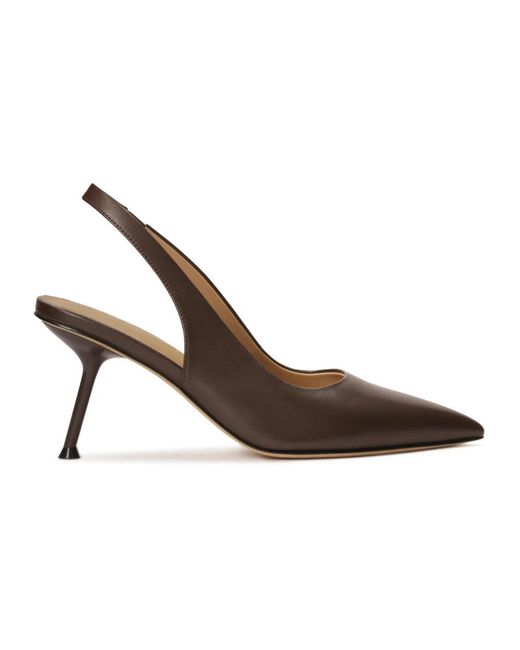 Kazar Schoenen ,Bruin ,Leer Bruine Stiletto Pumps Met Een Open Hiel in het Brown