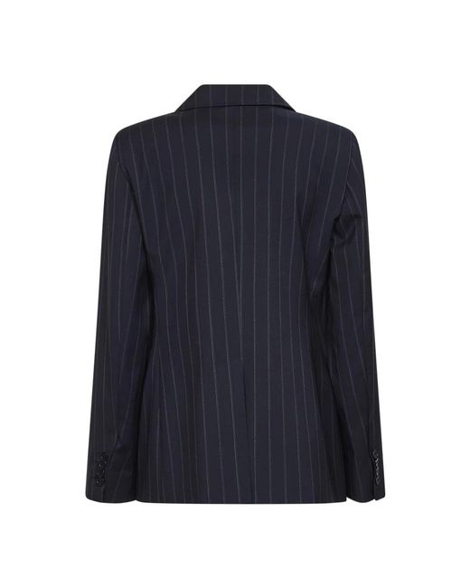 Max Mara Jassen ,Blauw ,Wol Double-Breasted Krijtstreep Wollen Blazer in het Blue