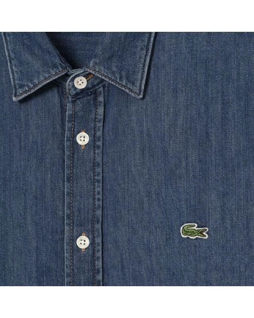 Lacoste Overhemden ,Blauw ,Denim Blauw Denim Overhemd Iconische Look in het Blue voor heren
