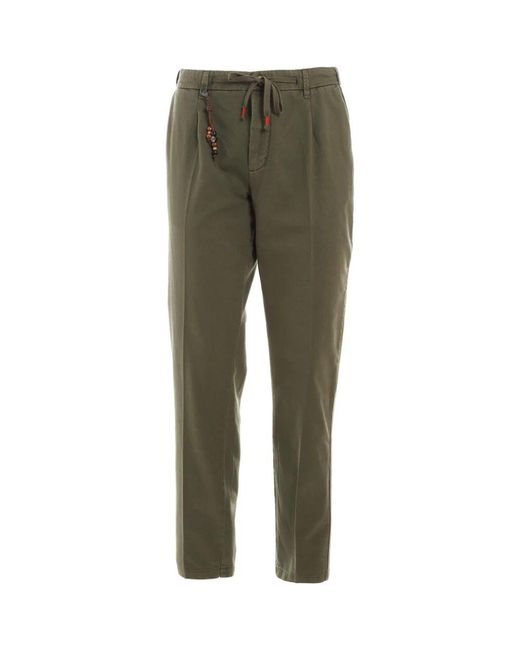 Pantaloni in cotone elasticizzato vestibilità regolare di Yes Zee in Green da Uomo