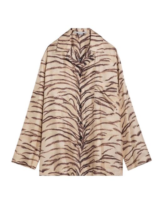 Stella McCartney Brown Silk Shirt With Tiger Print