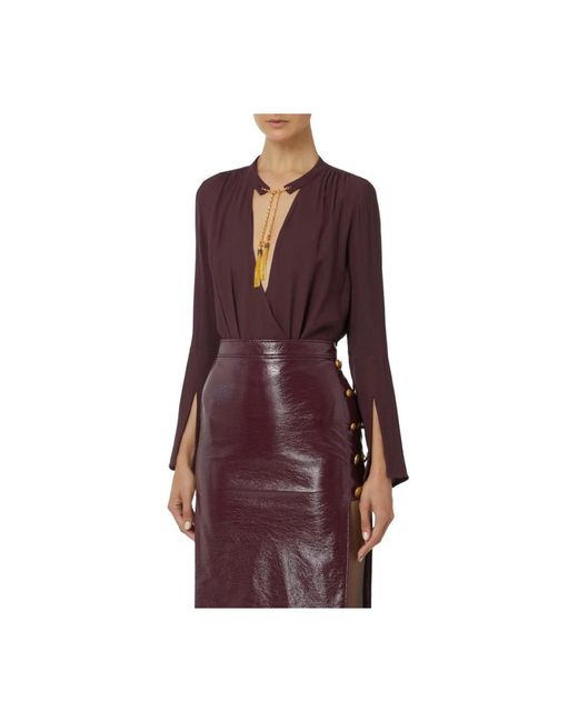 Elisabetta Franchi Georgette Bodysuit Met Juweeldetails in het Purple
