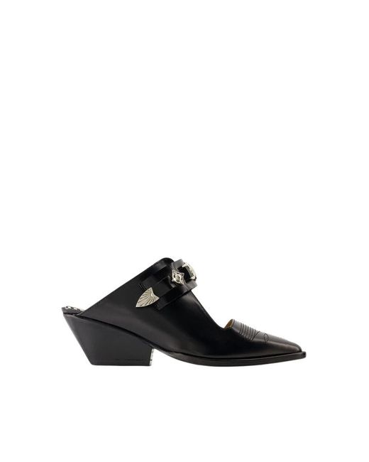 Toga Black Heeled Mules