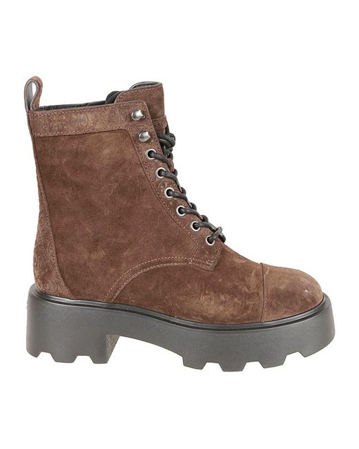 Tory Burch Brown Lace-Up Boots