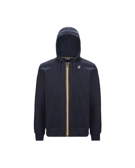 K-Way Hoodies & Sweatvesten ,Blauw ,Katoen Blauw Hooded Full Zip Sweatshirt in het Blue voor heren