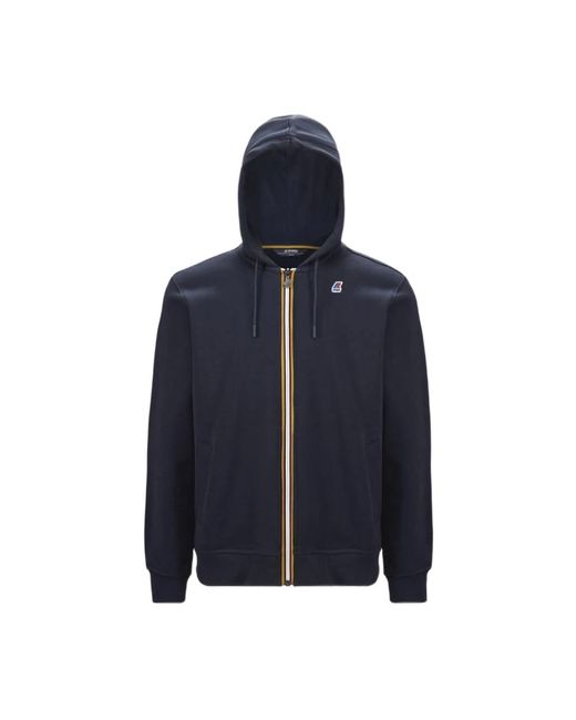 K-Way Blauer Kapuzen-Sweatshirt Mit Durchgehendem Reißverschluss in Blue für Herren