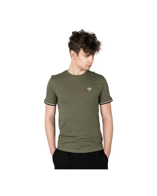Guess Klassisches rundhals t-shirt in Green für Herren