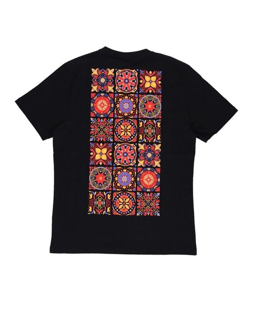DOLLY NOIRE Rotes Majolika Tee Schwarz Kurzarm in Black für Herren