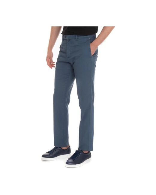 Kiton Blue Straight Trousers for men