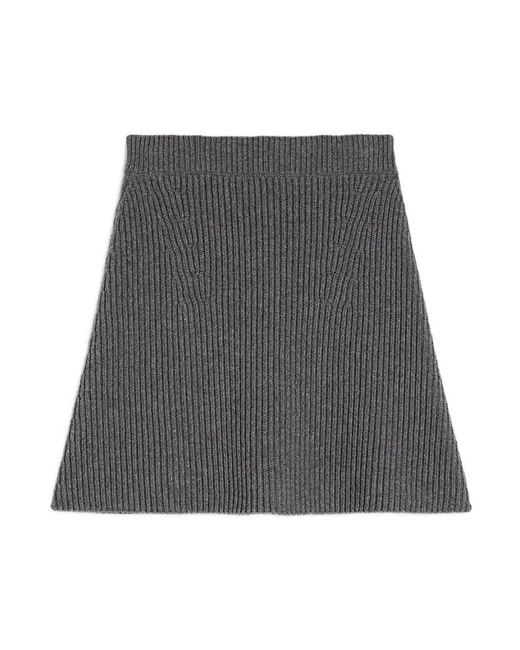 Jil Sander Gray Grauer A-Linien-Rock Mit Gerippten Details