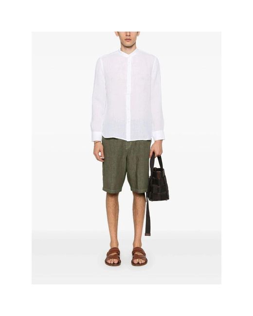 120% Lino Weiße Leinen Slim Fit Hemd in White für Herren