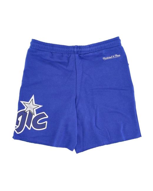 Mitchell & Ness Korte Broeken ,Blauw ,Katoen Orlando Magic French Terry Shorts in het Blue voor heren