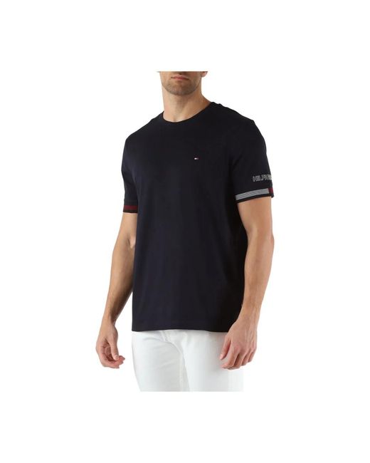 Tommy Hilfiger Regular fit baumwoll logo t-shirt in Black für Herren