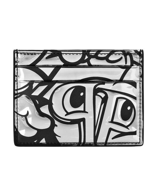 Philipp Plein Accessoires ,Grijs ,Leer Mirror Leather Credit Cards Holder Smile in het Black voor heren