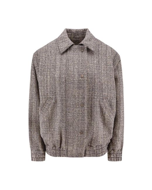 Golden Goose Deluxe Brand Gray Bunte Woll Leinen Jacke