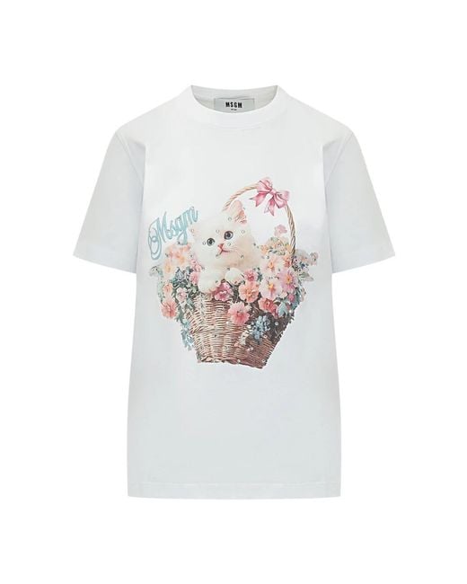MSGM Tops ,Wit ,T-Shirt in het White
