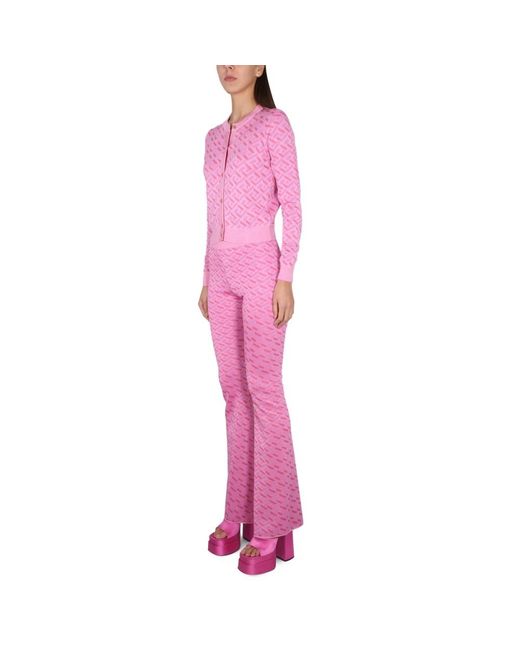 Versace Front Button Closure Crew in het Pink
