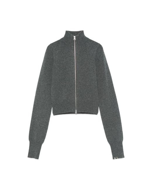 Extreme Cashmere Truien & Vesten ,Grijs ,Grijze Zip Sweater Geribbelde Manchetten in het Gray