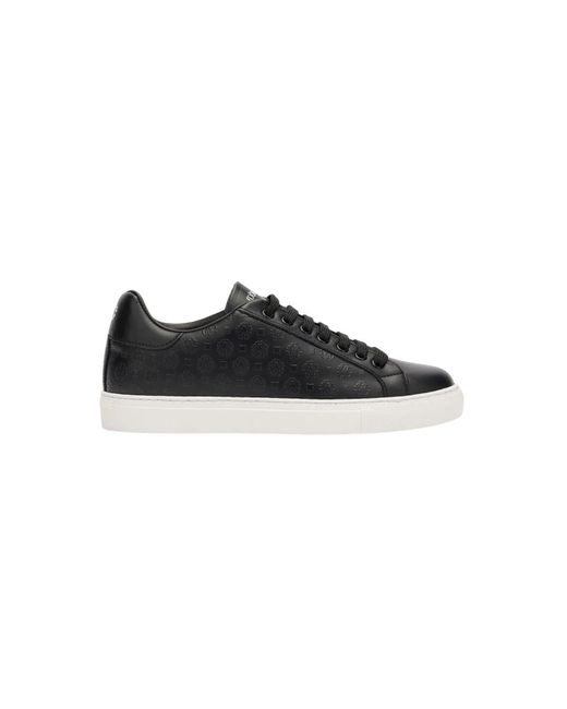Roberto Cavalli Black Monogramm Low-Top Leder Sneakers