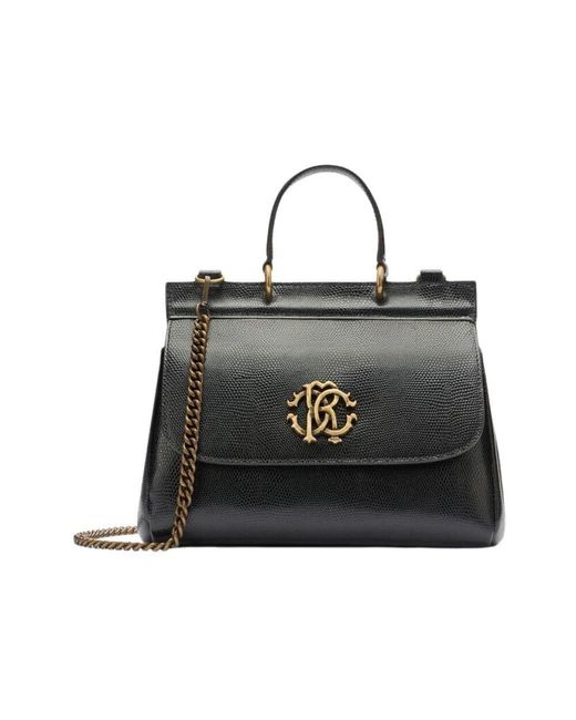 Roberto Cavalli Black Monogramm Handtasche, Stilvoll Und Elegant