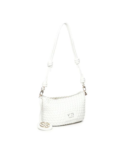 V73 White Weiße synthetische gewebte schultertasche
