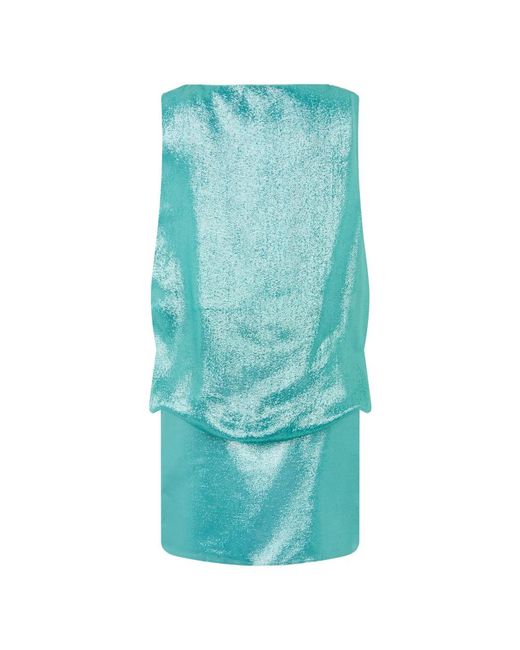 Alberta Ferretti Korte Jurk Met Ruche Aan De Taille in het Blue