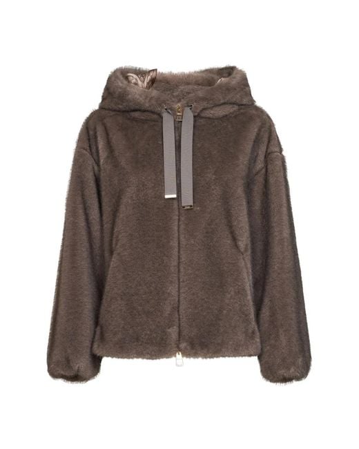 Herno Brown Faux Fur & Shearling Jackets