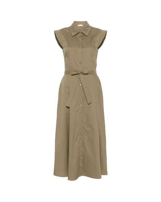 Liu Jo Women's Green Cotton Chemisier Midi Dress