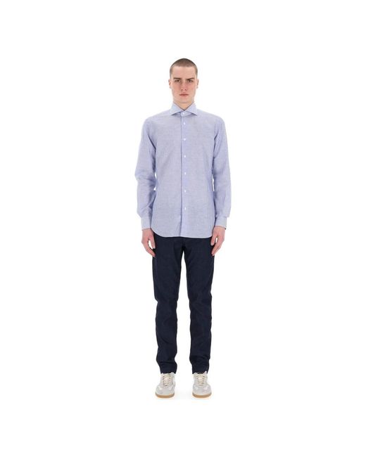Barba Napoli Blue Casual Shirts for men