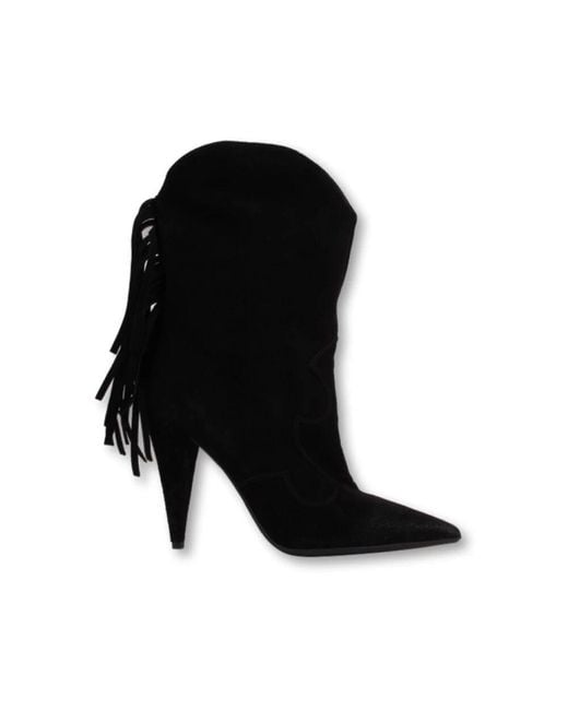 Elena Iachi Black Schwarzer wildleder fransen stiefelette