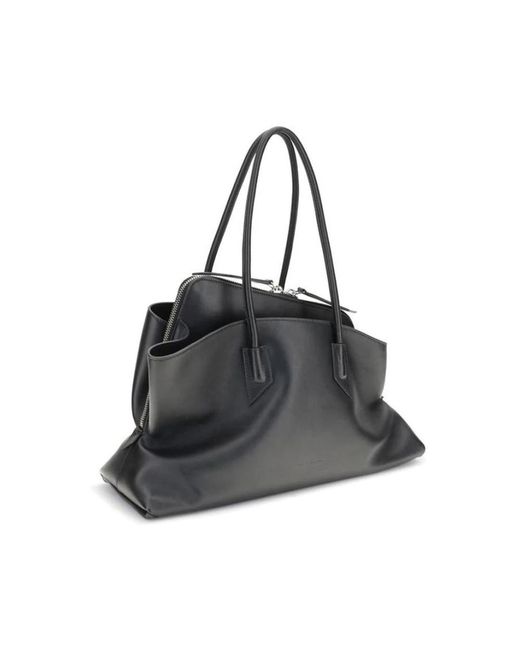 The Attico Black Elegante Lederschultertasche Mit Monogrammdetail