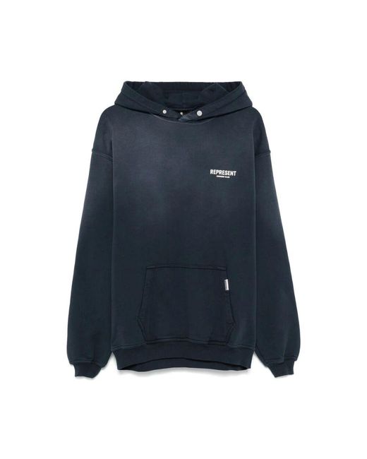 Represent Klassisches marineblaues sweatshirt mit beuteltasche in Blue für Herren