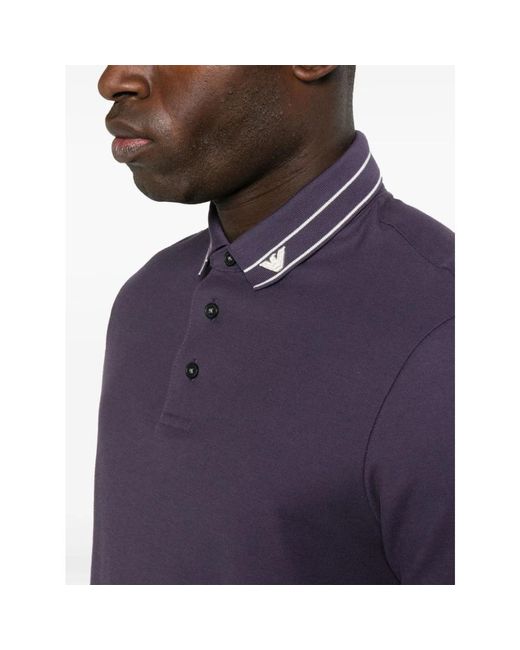 Emporio Armani Lila polo shirt mit logo-detail in Purple für Herren