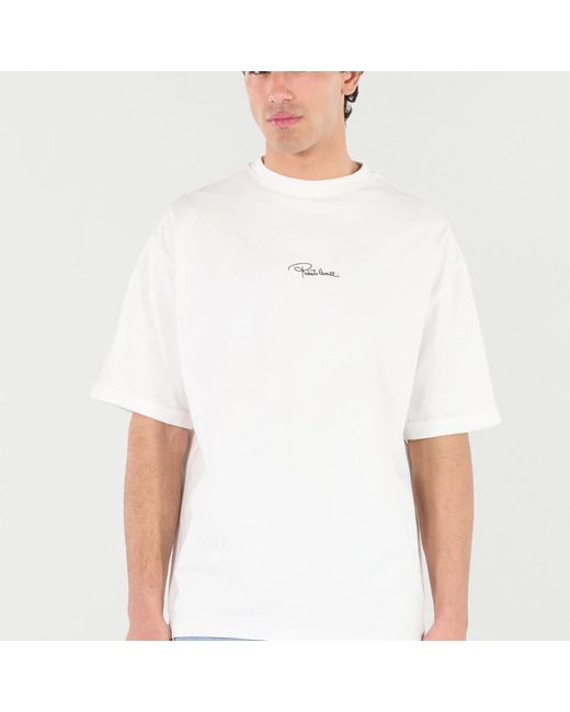 Roberto Cavalli Tops ,Wit ,Katoen Geborduurd Logo Katoenen T-Shirt in het White voor heren
