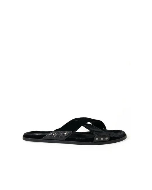 Sandali slide con cinturino nero di Dolce & Gabbana in Black da Uomo