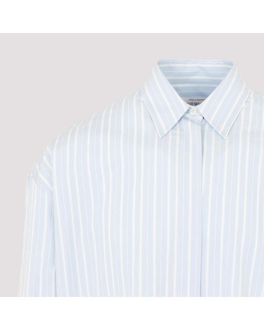 Off-White c/o Virgil Abloh Blue Blau gestreiftes popeline rund zip hemd